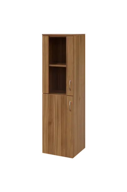 N 4 - 4DS kancelářská skříň, 1-dveřová/prosklená, levá, 1450x400x400, ořech světlý